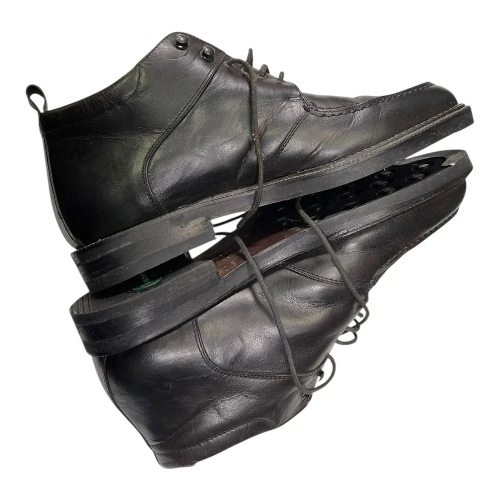 Kenneth Cole 7 Black Leather Chukka Boots Moc Toe Lace‎ Up Italian Dress Shoes